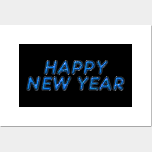 Happy New Year - Light Blue Posters and Art